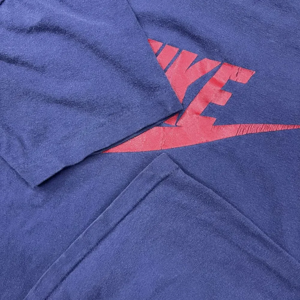 Vintage 70s Nike USA White Tag Varsity Athletic Spellout T Shirt Dark Blue Red